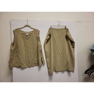 Dress Savvy New York 26W Tan Skirt Set Sleeveless Top Elastic Waist Plus Size